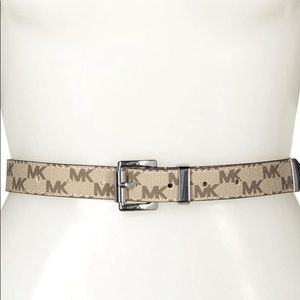 NEW! Silvertone Square Buckle MK logo belt